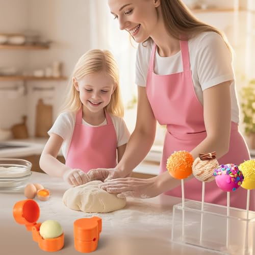 MITCHENIFY 2 PCS Round Cake Pop Mold Shapes Press Set, 3D Printed Sphere Circle Cake Pop Cutter and Pusher, Baking Tools Accessories for Home Baking, Birthday Parties, Wedding Desserts - color: Round