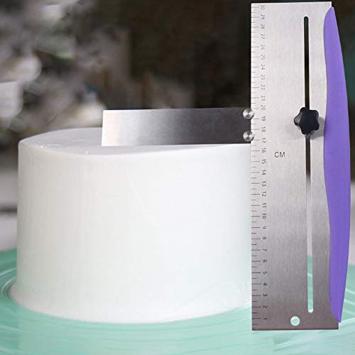 HAKUNA 12 Inch Stainless Steel Cake Scraper,Cake Scraper Smoother,Adjustable Kitchen Frosting Spatula Cake Leveler Tool,Cake Bench Scraper for Mousse,Cheese,Cream Cake Decorating Tools