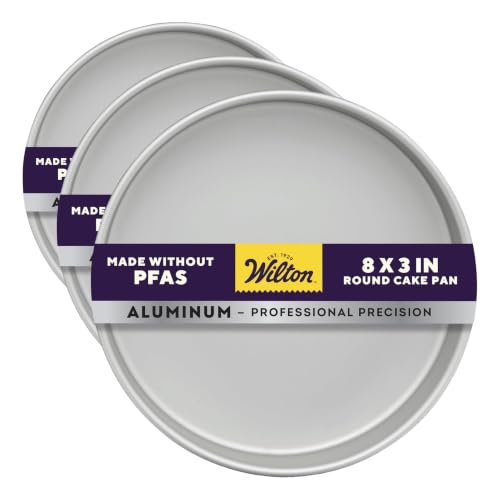 Wilton Aluminum Round Cake Pan, Extra-Deep Bakeware for Layered Cakes, Durable, Even Heating, Rust-Resistant, Professional Quality, 8 x 3 in, Packaging May Vary (Pack of 3) - size: 1 Count (Pack of 3)