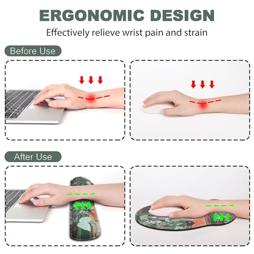 Ergonomic Mouse Pad with Wrist Rest and Keyboard Wrist Rest, Mousepad - color: Cute Cat