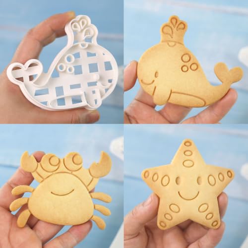4Pcs Under the Sea Animals Cookie Cutters for Fondant and Cookies - color: Ocean