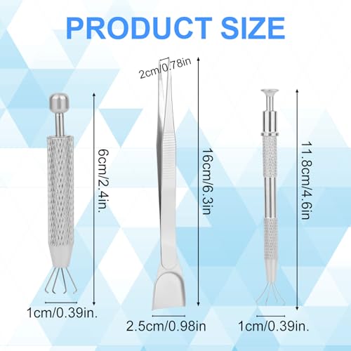 3pcs Sprinkles Tools for Cake Decorating, Stainless Steel Jewelry Earring Piercing Ball Bead Holder Claw Pearl Grabber Tool Tweezers with Shovel Head for Cake Cookie Cupcake Decoration