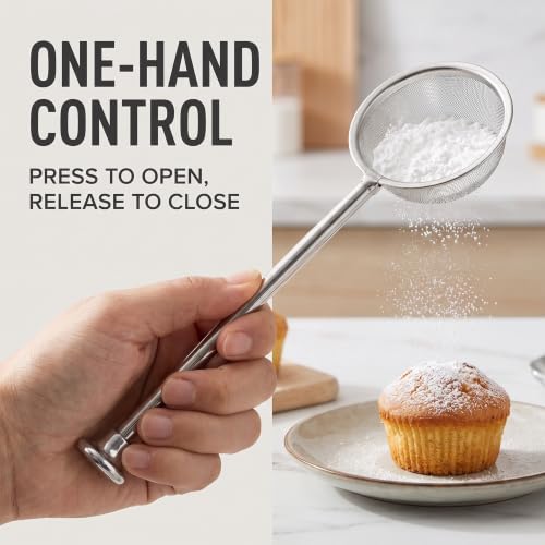 Silver 304 Stainless Steel Flour Powder Filter Spoon, Baker Dusting Wand For Sugar Flour Spices, Flour Sugar Powder Spoon Kitchen Tools, Baking Sifters Baking Tools and Accessories, Baking Sifters