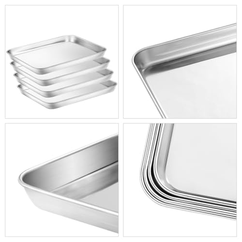 Baking Sheet Set of 4, Stainless Steel Cookie Sheet Pan for Baking Roasting - size: 10.23 x 8.26 x 1 inch