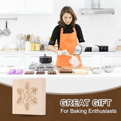 uxcell Cookie Stamp Wooden Cookie Cutter Baking Tools Snowflake