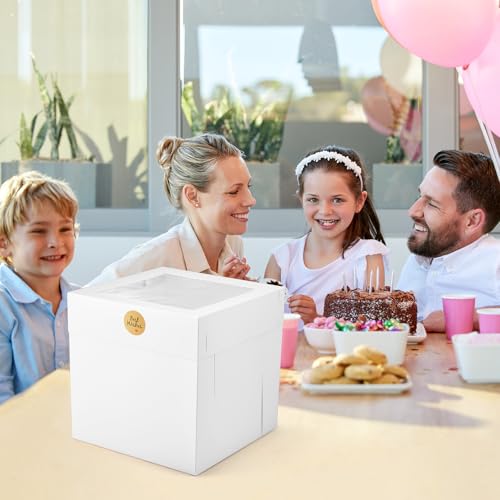 12Pcs Cake Boxes, 12x12x12 Inches Tall Cake Boxes with Window, White - color: White, size: 12x12x12inch