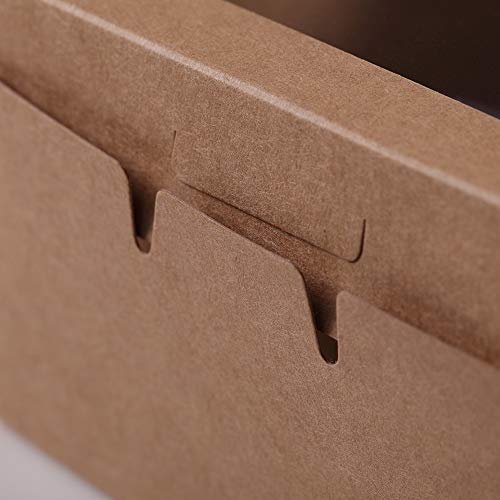 Bubbley Kraft Paper Bakery Boxes - 50-Pack Single Pastry Box 4-Inch, Packaging with Clear Display Window, Donut, Mini Cake, Pie Slice, Dessert Disposable Take-Out Container, Brown, 4 x 2.3 x 4 Inches