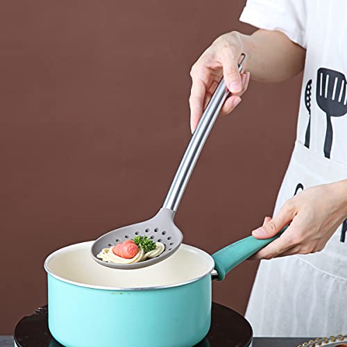 Berglander Skimmer, Non-stick Silicone Strainer, Kitchen Cooking Skimmers For Non-Stick Cookware, Dishwasher Safe, Easy to Clean - style: h. Skimmer