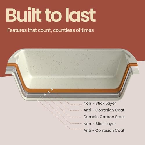 Nonstick Loaf Pan Set Pack of 4, 7" to 11" Large Baking Bread Pan, Oven Safe Up to 450°F, PFOA, PFOS, PTFE Free, Space Saving Stackable Design, Stain Resistant, Dishwasher Friendly, White Marble - color: White Marble, size: 4 Pack (Varied Sizes)