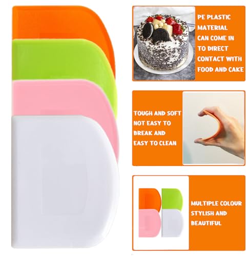 Dough Scraper 4 PCs PE Plastic Bench Scraper Flexible Bowl Scraper