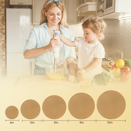 100pcs 10 inch Unbleached Parchment Paper Sheets for baking, Precut Heavy Duty Parchment Paper Rounds, Brown Non-Stick liners for Cake Pan, Steaming, Air Fryer, Non-Stick Liners for Cooking - size: 10inch-100pcs