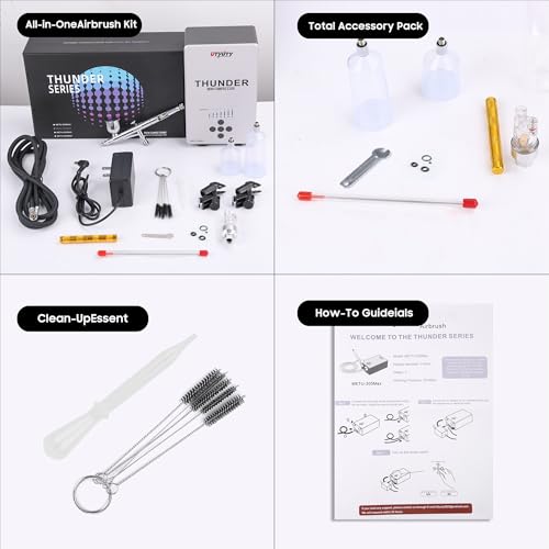 Airbrush Kit with Air Compressor,Portable 27PSI 7 Pressure Levels, 35dB Ultra-Quiet,Dual-Action 0.3mm Airbrush Gun for Beginners,Painting,Models,Makeup,Crafts & Cake Decor