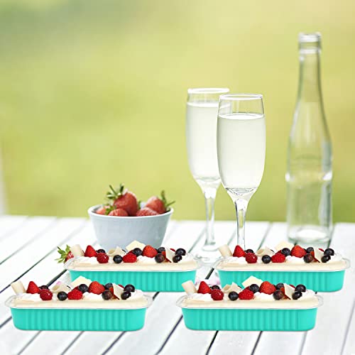LNYZQUS Mini Cake Loaf Pans with Lids 100 Pack, 6.8oz Small Baking Tins - color: Cyan Blue, size: 6.8 oz