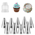 10 Pcs Open Star Piping Tips, French Tube Frosting Nozzle Kit with Coupler - color: Star