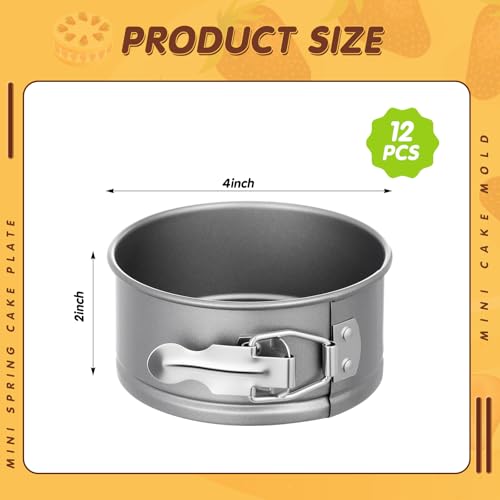Sunnyray 12 Pcs 4 Inch Springform Pans Mini Cheesecake, Grey - color: Gray