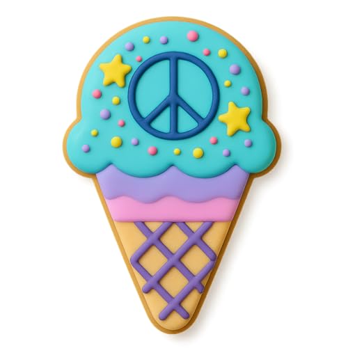 Ice Cream Cone Cookie Cutter with Waffle Cone Detail – 4x2.56 Inches, Summer Treat Baking Mold (Random Color)