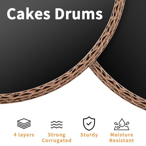 10" Black Round Cake Drum, 10-Pack Grease-Resistant Sturdy Large Base - color: Black, size: 10inch/10pcs