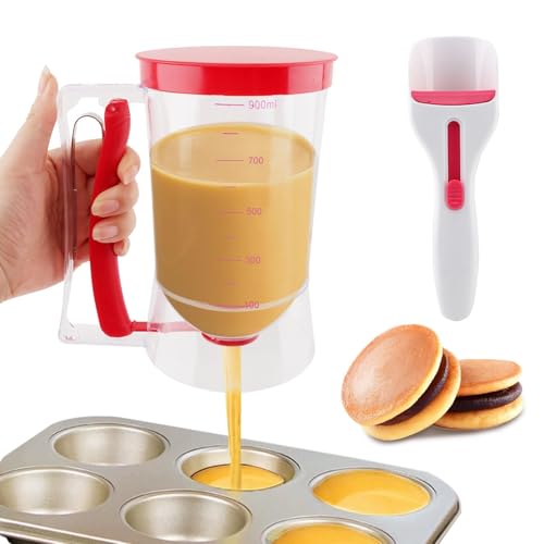 4 Cup Pancake Batter Dispenser With 1 Cupcake Batter Dispenser Scoop,