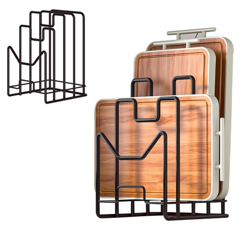 Multifunctional Cutting Board Organizer, Cutting Board Holder Rack Baking Cookie Pan Sheets Cooling Racks Storage Stand for Kitchen Cabinet -Divided Holder with 4 Slots (1PS Black) - color: 1Black