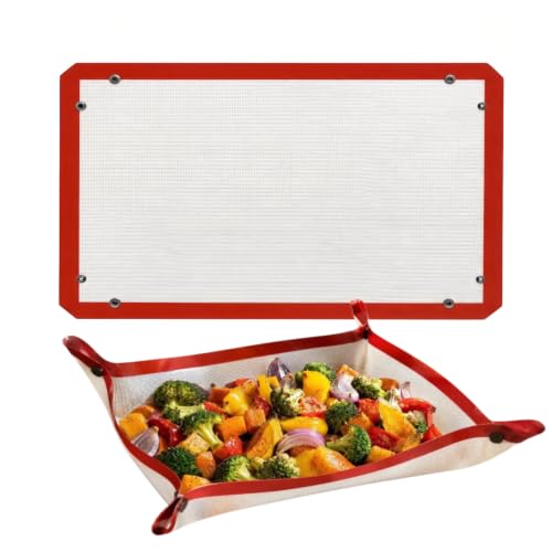 Extra Large 23.6"x15.8" Full Size Silicone Baking Mat with Snap Lock Edges, Reusable Non-Stick Oven Liner & Parchment Paper Alternative, Cookie Sheet/Bun Pan Liner for Commercial & Home Baking - size: 23.6"L x 15.8"W