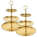 QTLCOHD 2 Pcs 3 Tier Stainless Steel Cupcake Stand - color: Gold, size: 3-Tier