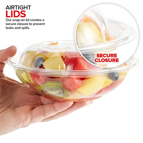 Stock Your Home 18oz Clear Plastic Salad Bowls with Lids Disposable (50 Pack) Mini Takeout Container with Snap on Lid for Fruit Salads, Quinoa, Lunch and Meal Prep, Acai Bowl, To-Go Party Containers - size: 18oz