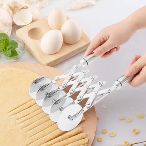 5 Wheel Pastry Cutter, Stainless Steel Dough Divider with Handle