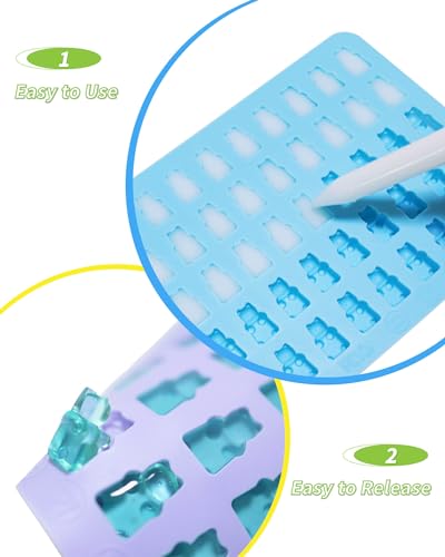 Gummy Bear Silicone Molds 4 PCS, KKDINDAN Mini Size Chocolate Gummy Molds with 2 Droppers, BPA Free Food Grade Platinum Silicone Molds, Nonstick Candy Molds - size: Bear Molds 1ML