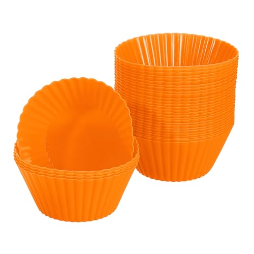 uxcell 36Pcs Silicone Cupcake Liners 2.0" Non-Stick Baking Cup Orange - color: Orange, size: 2"