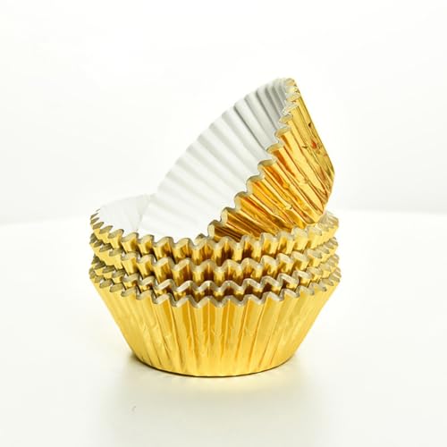 200 Pcs Foil Metallic Baking Cups Mini Cupcake Liners Small Muffin Paper Cases Mini Paper Muffin Liners Cupcake Wrappers Silver - color: Silver