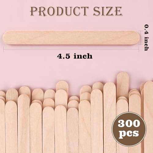 Sakolla 300 Pcs 4.5" Length Popsicle Wooden Sticks, Natural Birch Wood - size: 300 Pcs Wooden Sticks