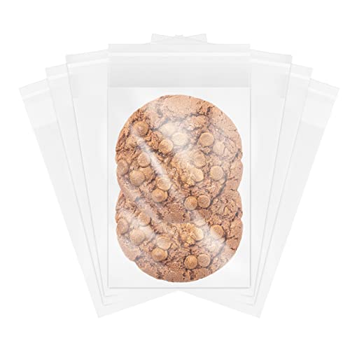 MoloTAR || 200 Pcs 5''x 7'' Clear Resealable Cello/Cellophane Good for Bakery,Adhesive Treat, Candle, Soap, Cookie Poly Bags - size: 5''X 7''