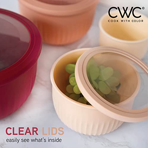 COOK WITH COLOR Prep Bowls with Lids- Wide and Deep Nesting Plastic Small Mixing Bowl Set with Lids, 8 Piece Set - Deep Bowls, Rose - color: Rose, size: 8 Piece Set - Deep Bowls