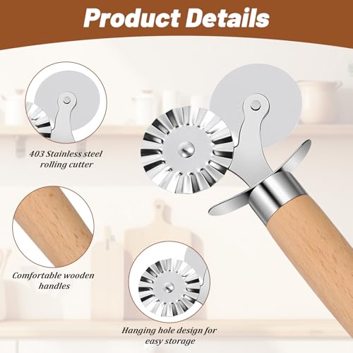 Ravioli Cutter Wheel Fluted Pasta Pastry Cutter Wheel, Pastry Crimper