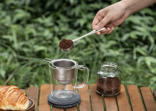 iBasingo Titanium Coffee Scoop 1 Tbsp/15ml Measuring Spoon, Silver Ti1127T - color: Crystalline silver 15ml
