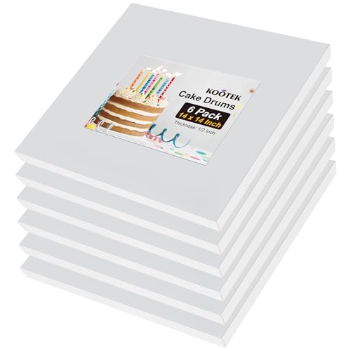 Kootek Cake Boards 14 Inch Square Cake Drums Base para Pastel, 6 Pack - size: 14 Inch/6 Pack