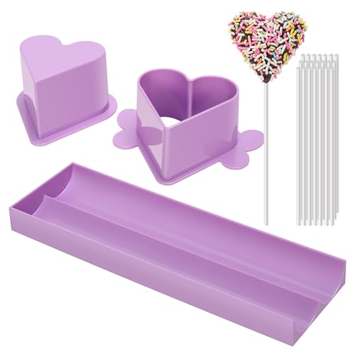 Heart Cake Pop Mold Set with 9in Tray and Sticks- Purple - color: Purple（Heart）