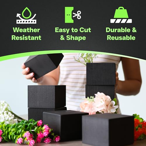 XCEL Floral Foam Blocks - Reusable, Weather Resistant Craft Foam Artificial Flower Arrangements, Faux Florist Foam Planters Florist Supplies (Gray 4" x 4" x 3" - 8 Pack) - color: Gray 4" x 4" x 3" - 8 Pack