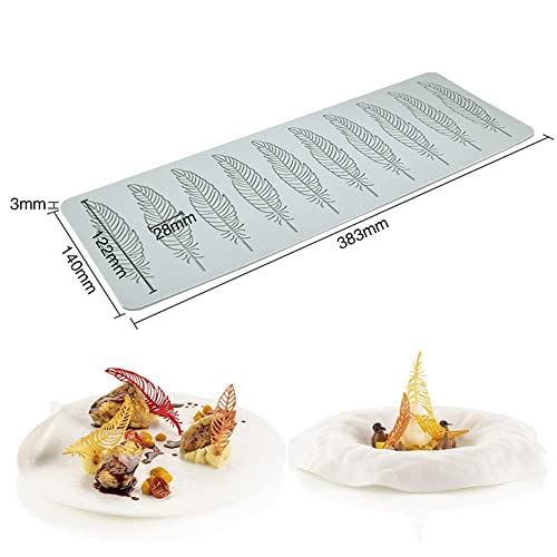 Chocolate Silicone Molds 3D Hollow Feather Leaf Fondant Mold Geometric Shaped Candy Mold Cupcake Cake Topper Sugar Craft Cake Decoration (D_15.32 * 5.6 * 0.12inch) - size: D_15.32*5.6*0.12inch