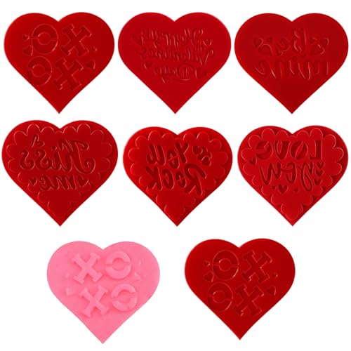 Zubebe 6 Pcs Valentine's Day Cookie Stamp Fondant Embosser Set Valentine's Day 3D Design Cookie Cutter Love You Stamp for Baking Cooking Biscuit Cake Wedding Party Decorating Tool (Fashion Style) - style: Fashion Style