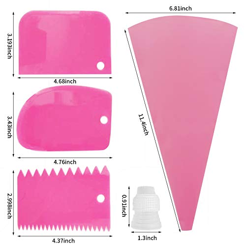 Jutoe 22Pcs Piping Bags and Tips Set, Reusable Silicone Pastry Bag, Pink