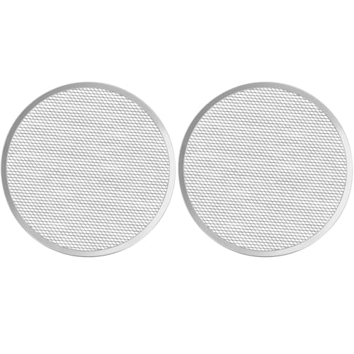 Pizza Screen 14 Inch 2 Pack Aluminum Pizza Pan Restaurant-Grade Baking Screen,Oven-Safe - size: 14 inch Pizza Screen