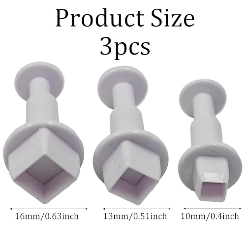 pson 3Pcs Plunger Cookie Cutter Set, Mini Plastic Biscuit Molds for Cake Decorating, Baking, Fondant, and DIY Crafts(Square) - size: Square