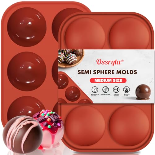 6-Cavity Medium Semi-Sphere Silicone Molds - Hot Chocolate Bomb Molds for Baking, Dome Cakes, Candy, Jelly & Mousse - Reusable, Non-Stick Half Sphere Chocolate Mold Set (2 Pack) - color: 2Pcs, Medium 6-Cavity molds, size: Semi Sphere