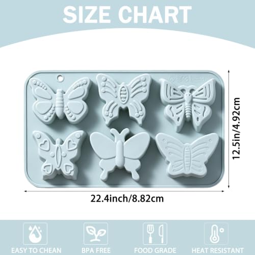 Butterfly Silicone Baking Mold, 6-Cavity Chocolate Candy Soap Mold - color: Blue(Butterfly)-R0354