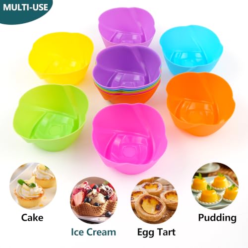 12 Pack Reusable Silicone Cupcake Liners Baking Cups Liners - color: Colored-Rose