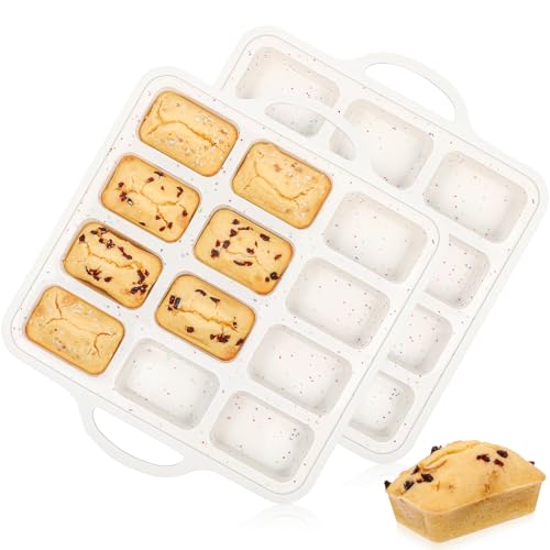 Silicone Mini Loaf Pan with Metal Frame, 12 Cups, Bread Silicone Molds - color: Creamy Confetti, size: Mini 12-cup: 1.9"x2.9"
