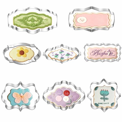 8 Pieces Plaques and Frames Cookie Cutters Set, Stainless Steel - color: frame-8p