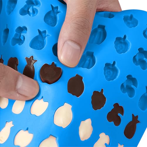 Sidosir 7Pcs Gummy Candy Molds, Gummy Bear/Dinosaur/Fruit/Donut/Hearts Molds, Non-stick Silicone Candy Chocolate Mold (5Shape+2Droppers) - color: 5Shape+2Droppers