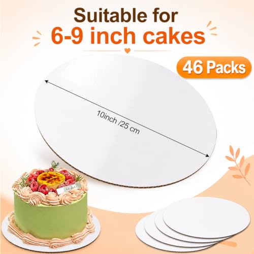 Cyrico Cake Boards 10 Inch Round, 46 Pack Food-Graded Cardboard Cake Rounds